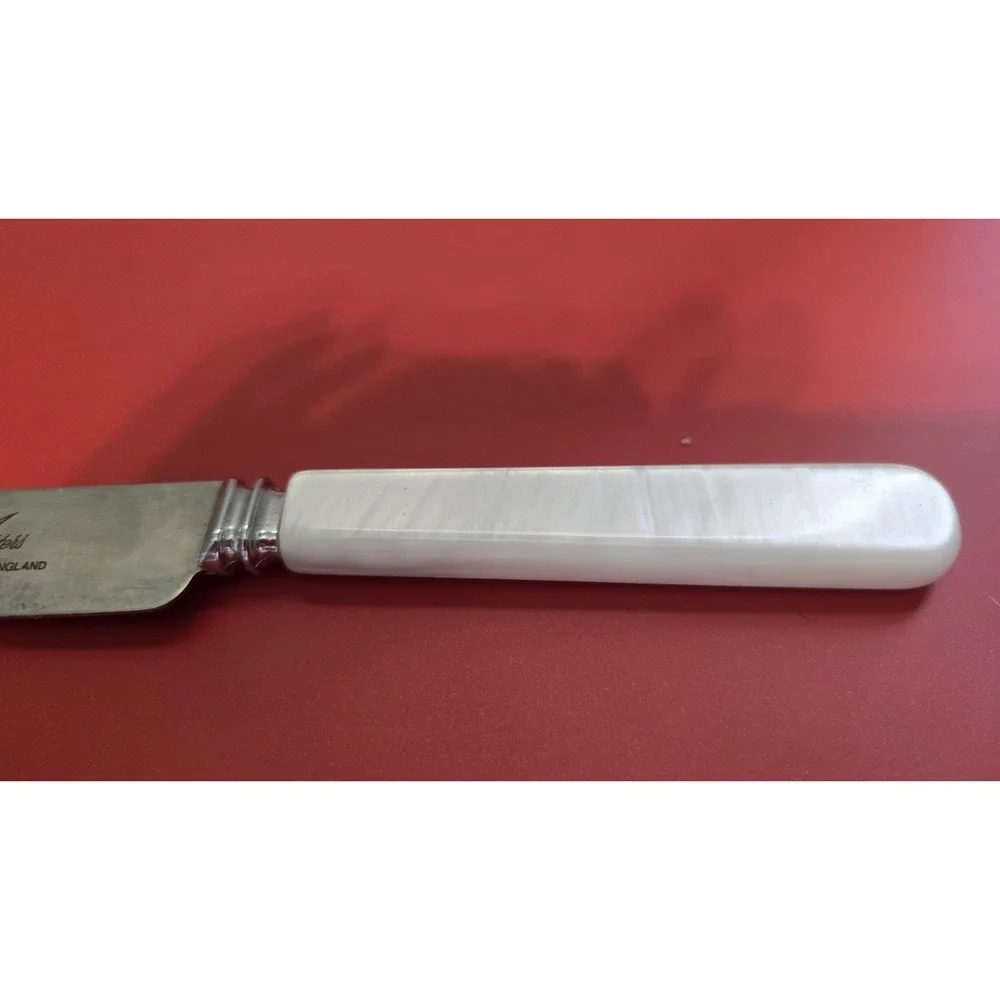 Vintage Cake Knife By Treasure Masters Faux White Marble Handle Stainless Steel